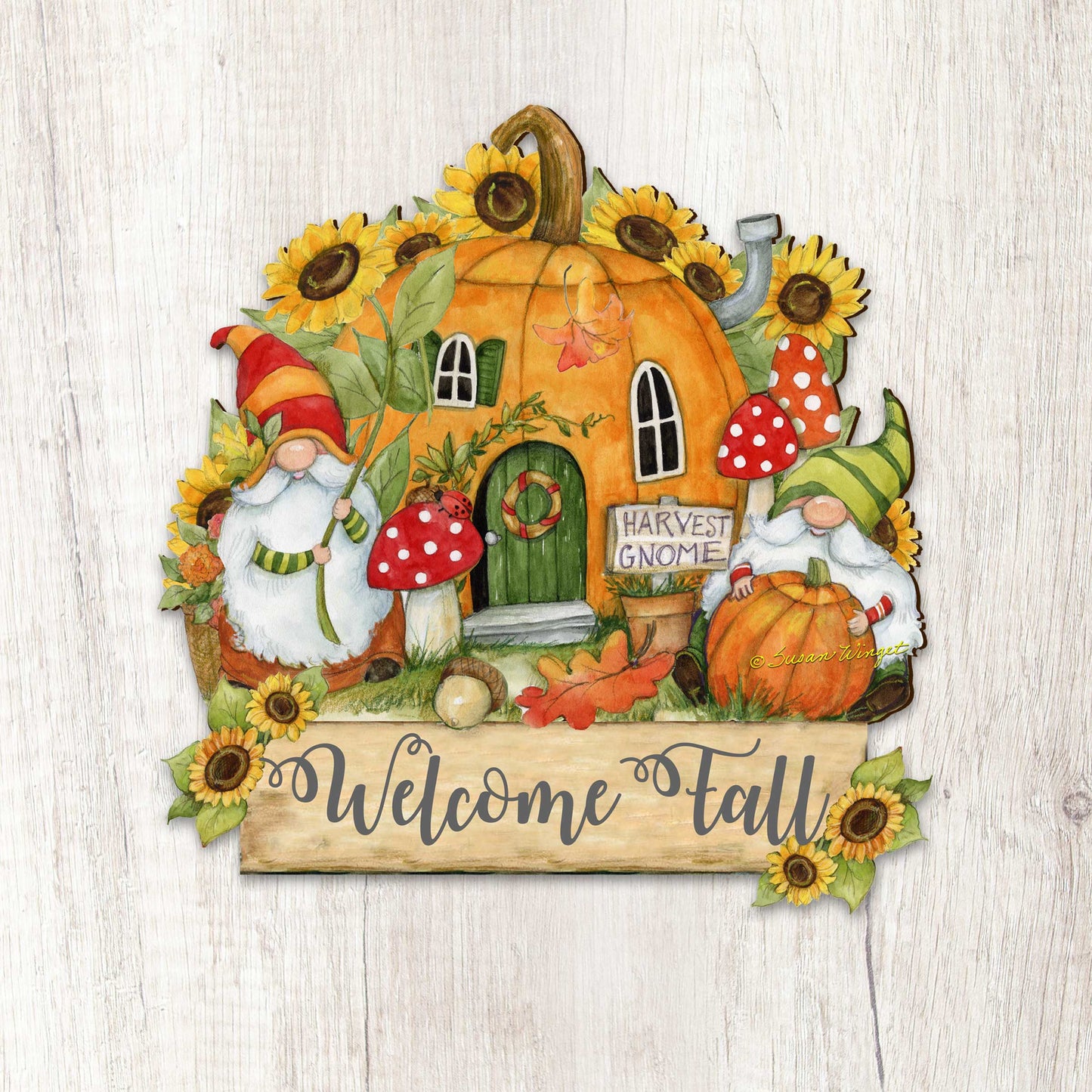 Outdoor Garden Stake Fall Decoration - Front Yard Gnome Welcome Sign - Backyard Decor - Cornucopia Garden Decor - Harvest Handmade Gift - Autumn Front Yard Decor by Susan Winget - 8471209M-SW  DAME BOHEME