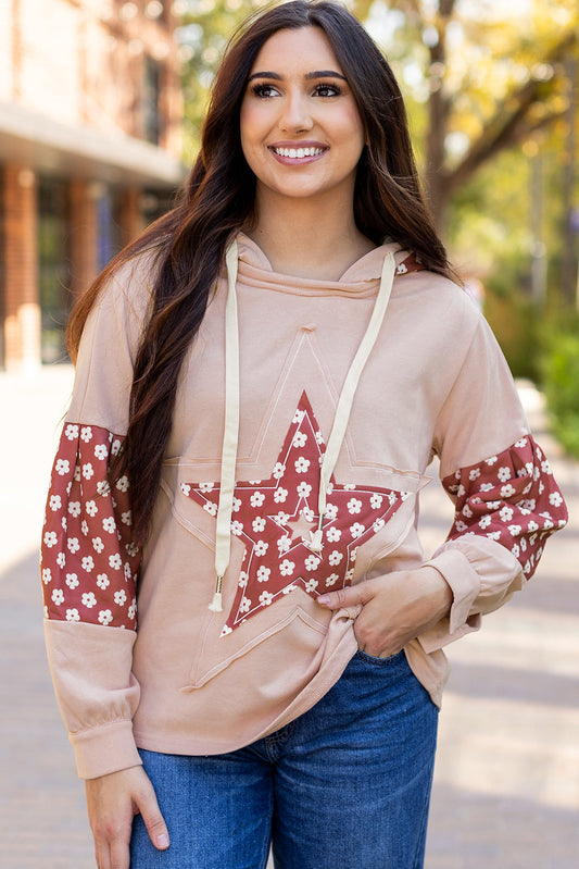 Hallie Star Pattern Drawstring Hoodie  DAME BOHEME
