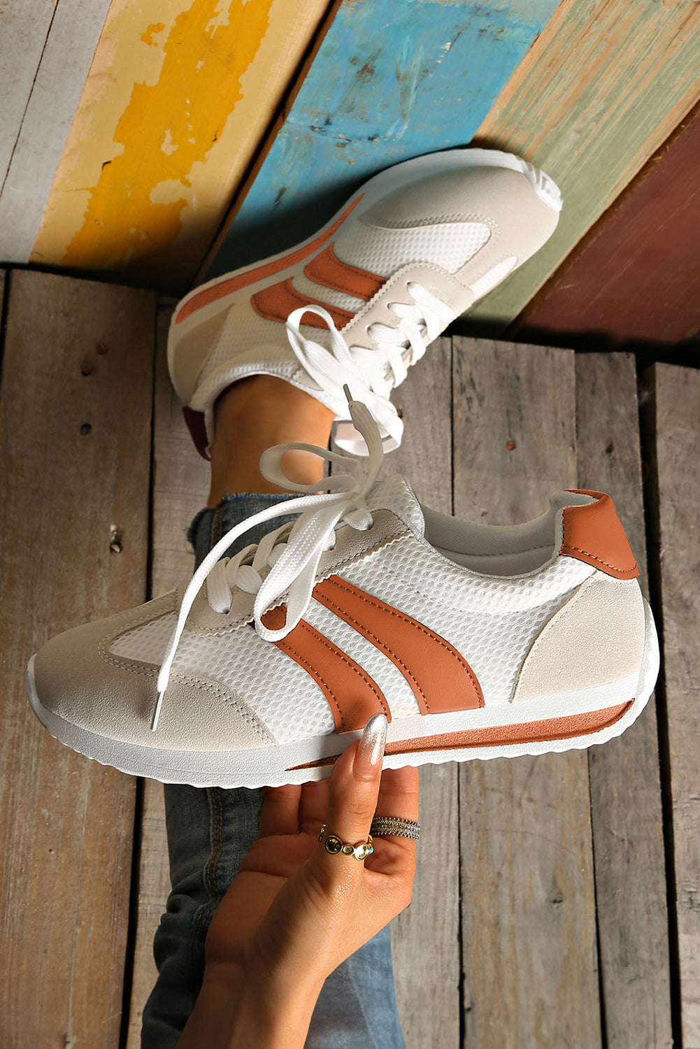 Blackish Green Patchwork Breathable Lace Up Sneakers  DAME BOHEME