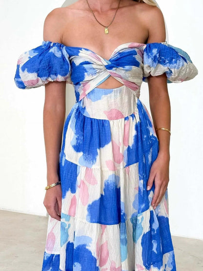 Off-Shoulder Floral Tiered Dress with Ruffle Details Trendsi