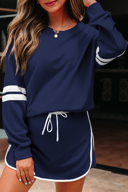 Sophia Varsity Sportwear Casual 2 Piece Skirt Outfit Set  DAME BOHEME