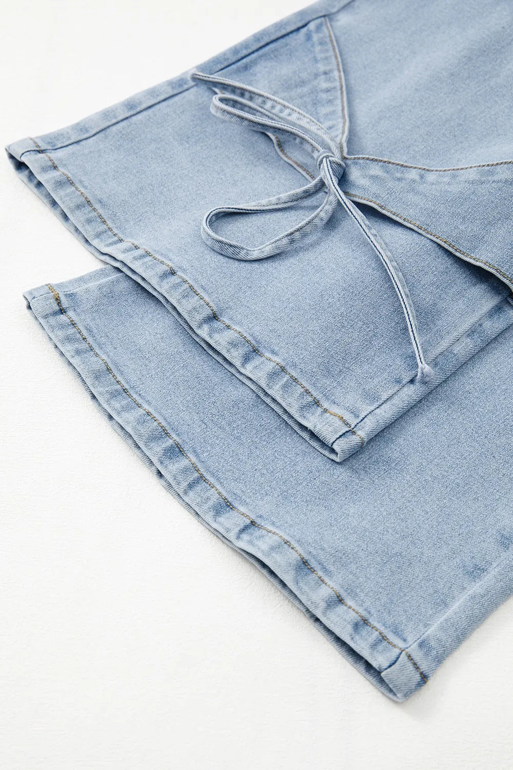 Light Wash Bowknot Ties Cargo Jeans Simply Love