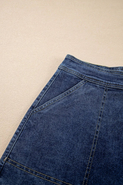 Asymmetrical Denim Skort with Pockets Simply Love