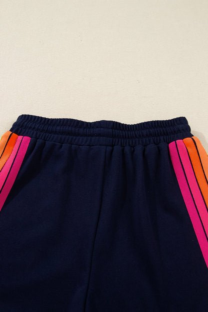 Bluing Colorful Striped Long Sleeve Pullover and Shorts Matching Set  DAME BOHEME
