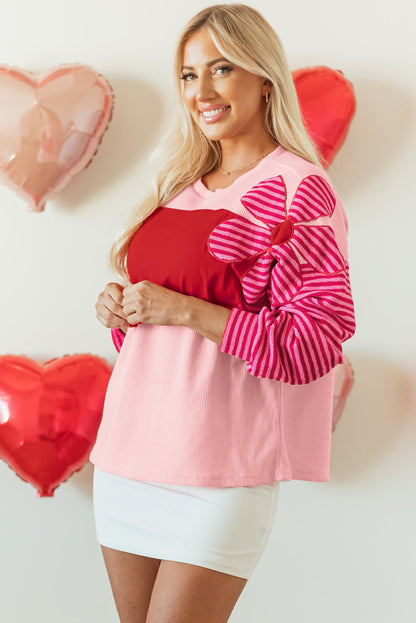 Emi Striped Sleeve Textured Top  DAME BOHEME