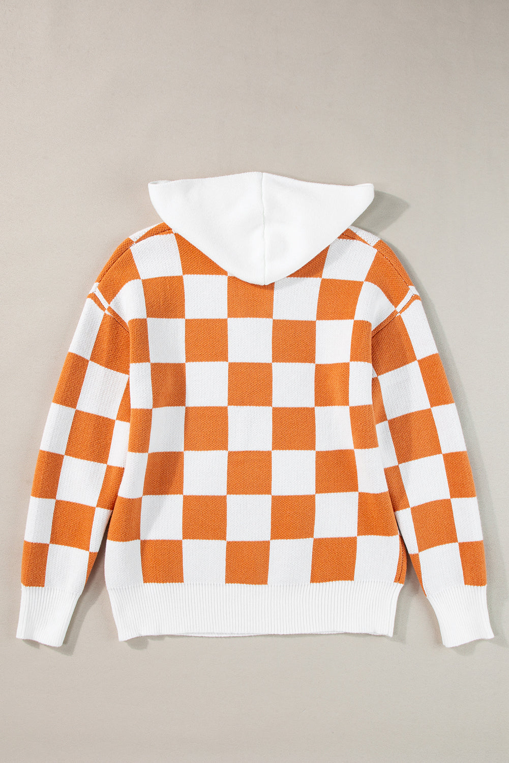 Lila Checkered Kangaroo Pocket Hooded Sweater  DAME BOHEME