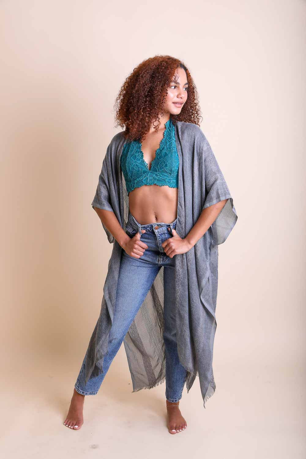 Woven Long Line Tribal Kimono Leto Accessories