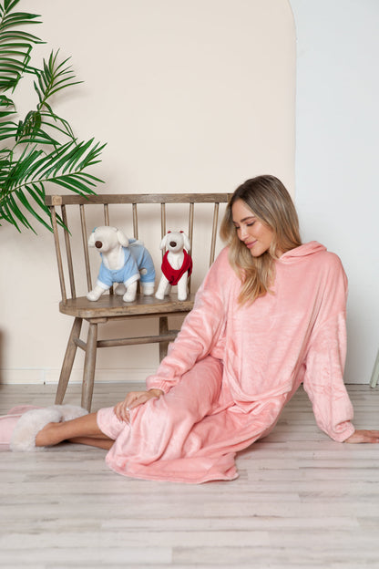 Full Size Pocketed Hooded Midi Lounge Dress Trendsi