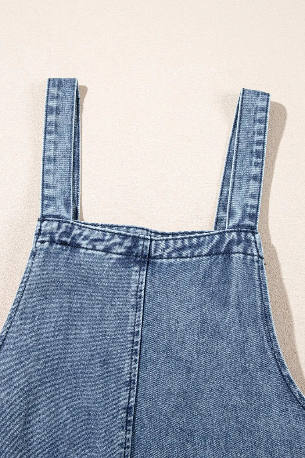 Distressed Bib Pocket Wide Leg Denim Overalls  DAME BOHEME
