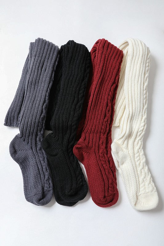 Cozy Knee-High Cable Knit Socks