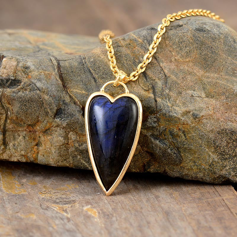 Copper Labradorite Heart Shape Necklace  DAME BOHEME