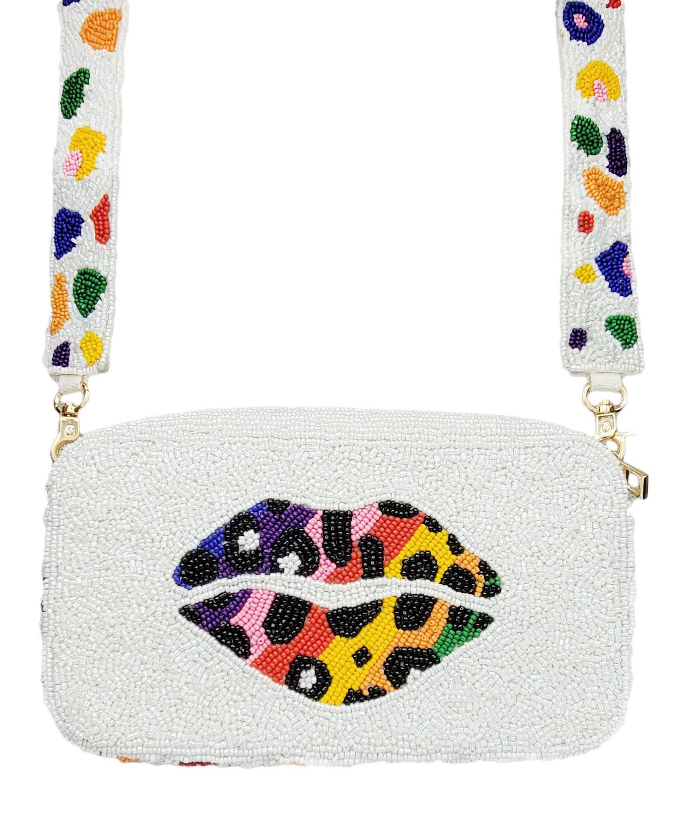 LIP ANIMAL PRINT BEADED CAMERA BAG  DAME BOHEME