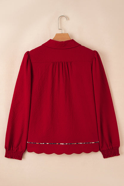 Alma Contrasted Trim Textured Blouse  DAME BOHEME