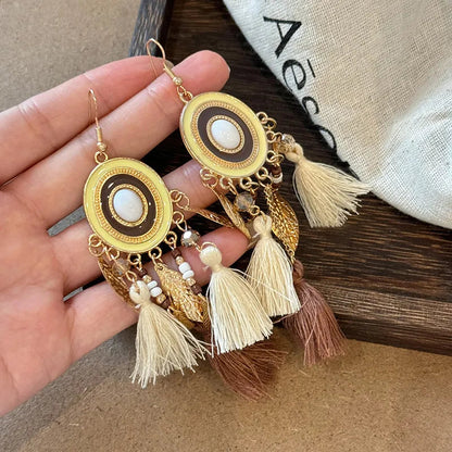 Alloy Rice Bead Dangle Earrings Trendsi