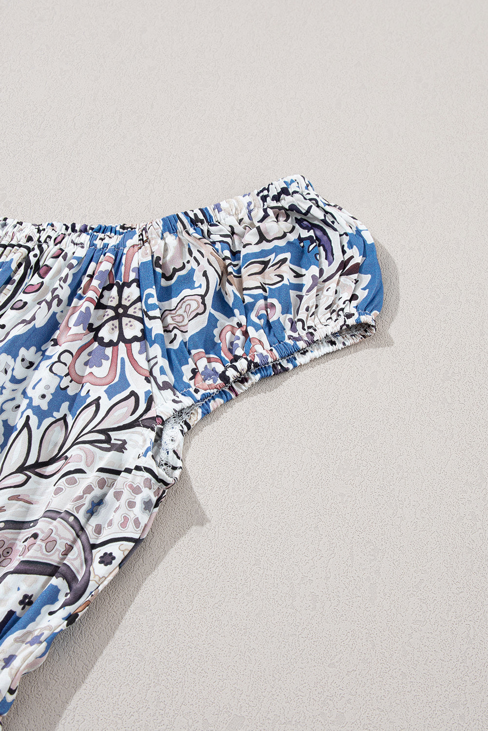 Blue Boho Paisley Print Off Shoulder Maxi Dress  DAME BOHEME