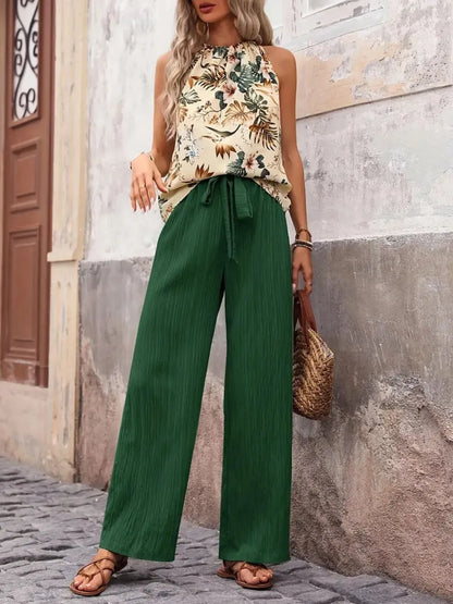 Printed Tank Top and Wide Leg Pants Set  DAME BOHEME
