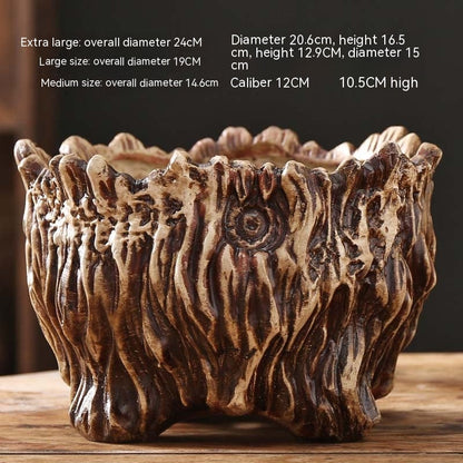 Large Ceramic Flower Pot with Tree Root Design  DAME BOHEME