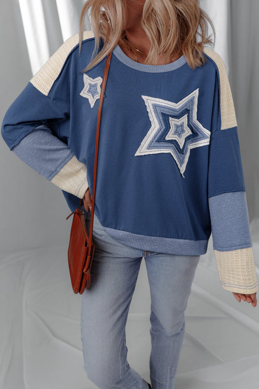 Natalie Knitted Star Patchwork Oversize Top  DAME BOHEME