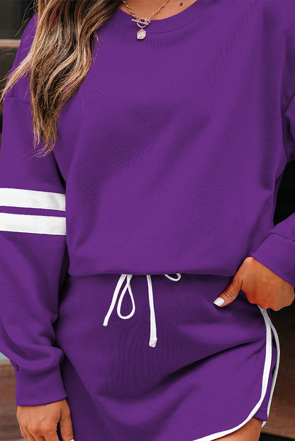 Sophia Varsity Sportwear Casual 2 Piece Skirt Outfit Set  DAME BOHEME