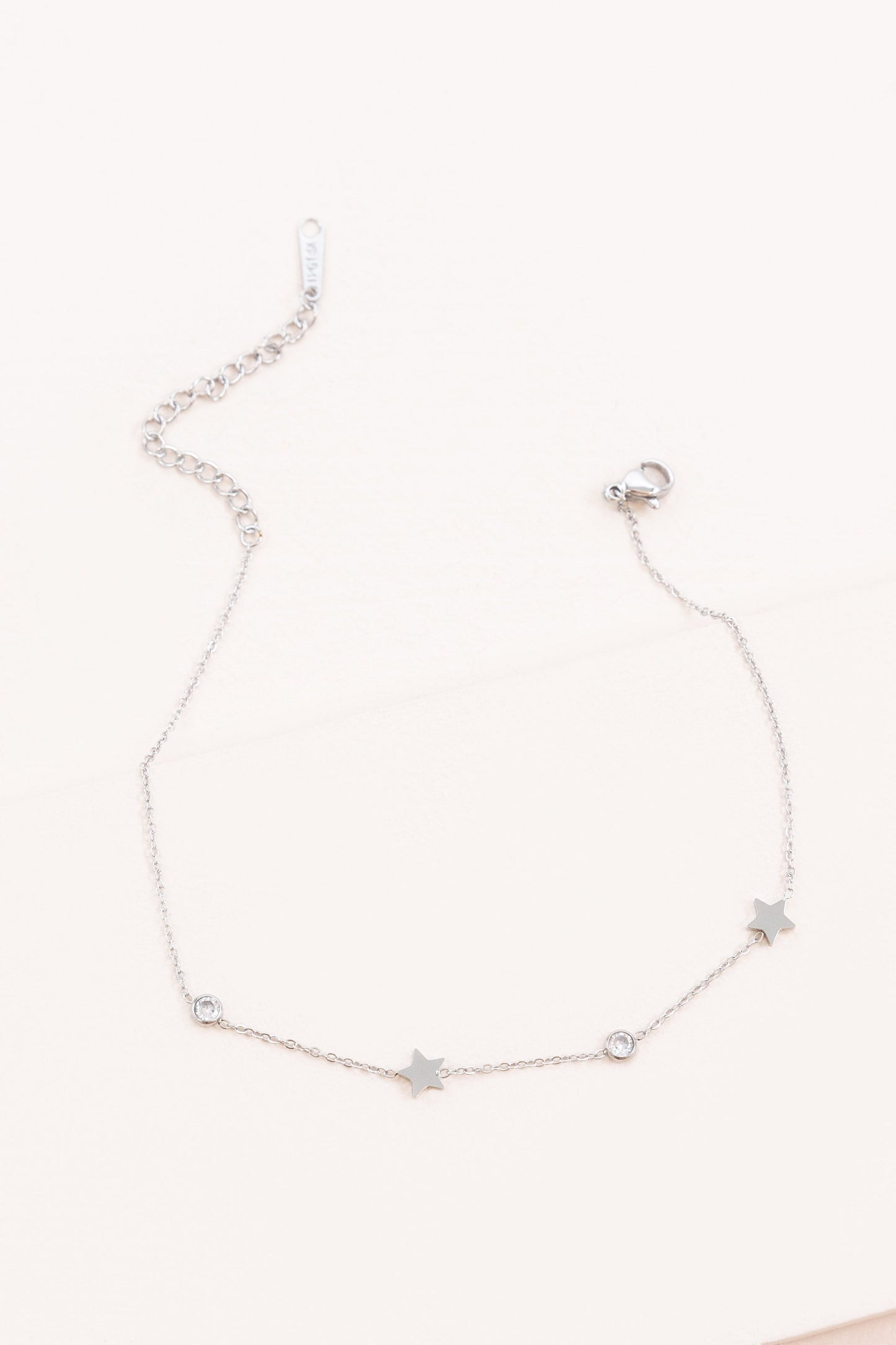 Starry Eyed Rhinestone Anklet, Silver Stainless steel Lovoda