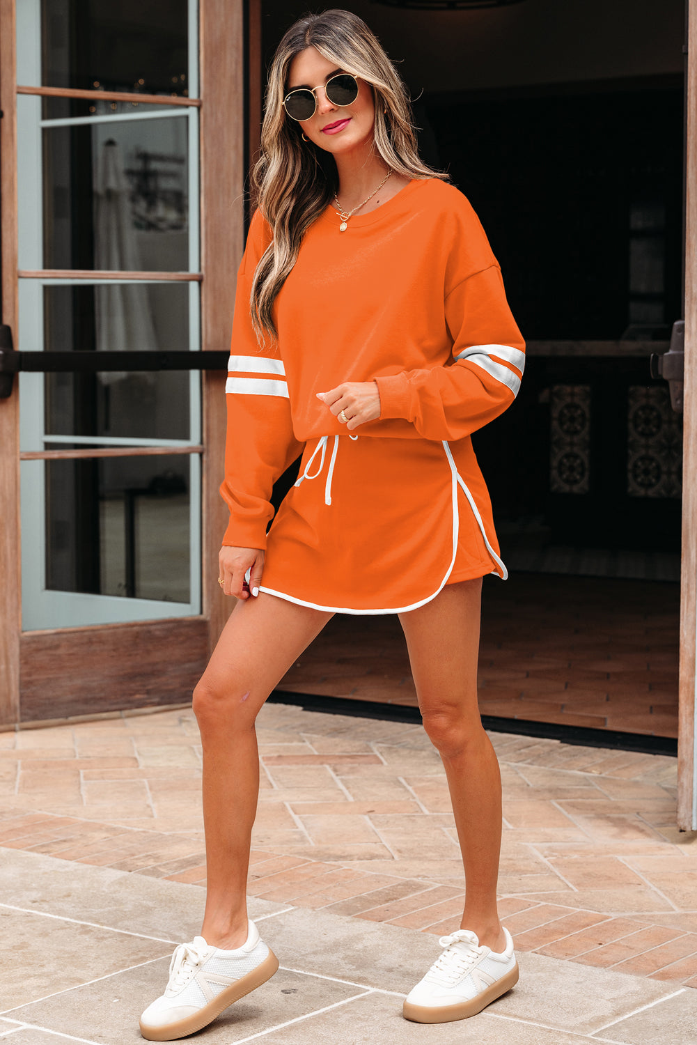 Sophia Varsity Sportwear Casual 2 Piece Skirt Outfit Set  DAME BOHEME