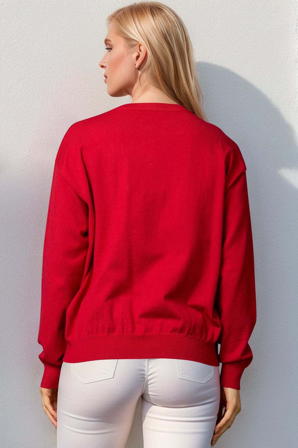 Double Take Full Size Nutcracker Sequin Long Sleeve Sweater  DAME BOHEME