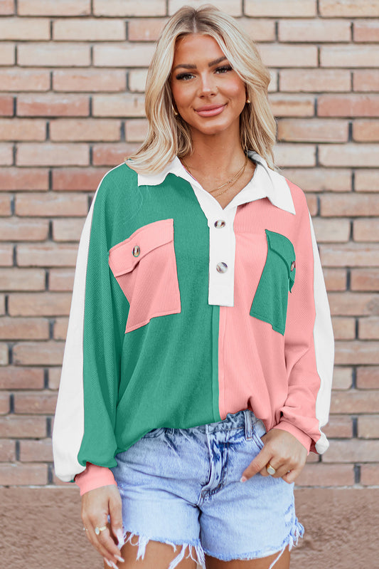 Kehlani Ribbed Collared Oversized Sweatshirt  DAME BOHEME