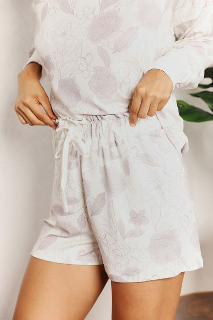 Double Take Floral Top and Shorts Loungewear Set Trendsi