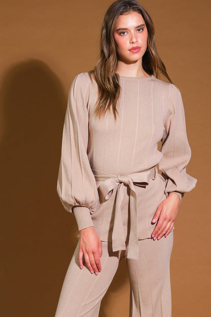 SMILE WHEN YOUR SAD WITH SWEATER TOP AND PANT SET  DAME BOHEME