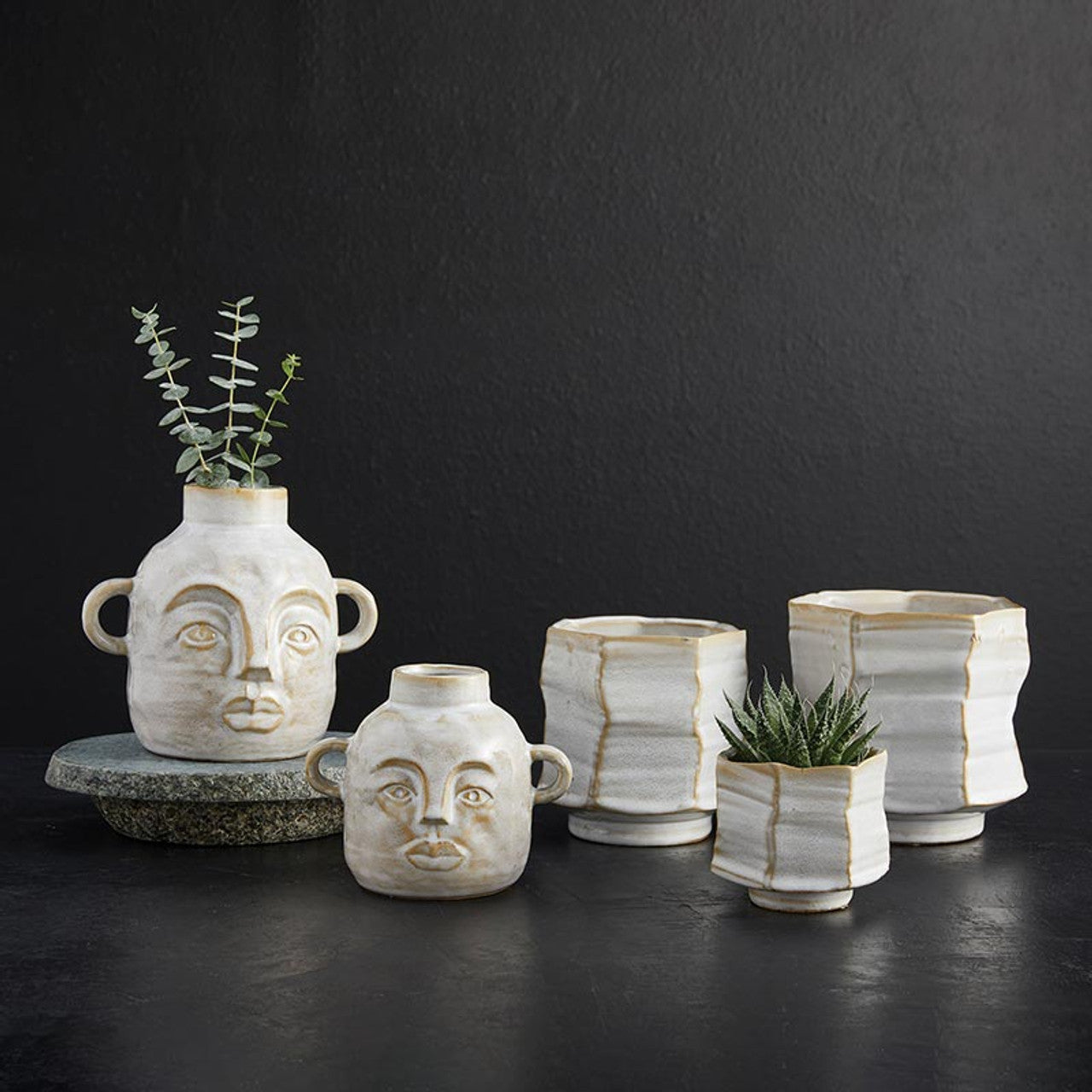 Abstract Head Pot Small | Decorative Modern  Ceramic Vase | 4.5" Tall  DAME BOHEME