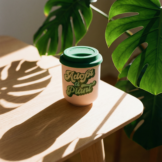Adopt a Plant Ceramic To-Go Mug – 16 oz Reusable Eco Coffee Cup