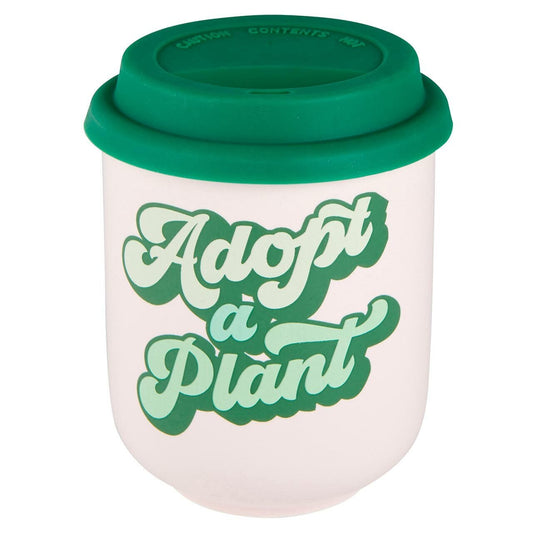 Adopt a Plant Ceramic To Go Mug | Holds 16 oz. | Eco Mug with Silicone Lid and Sleeve  DAME BOHEME