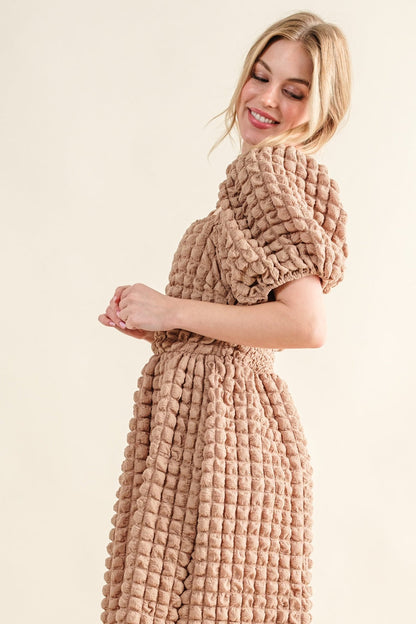 And The Why Square Neck Puff Sleeve Midi Dress Trendsi