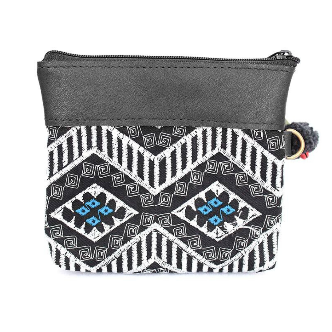 Geometric Leather Coin Purse wit Tassel - Thailand  DAME BOHEME