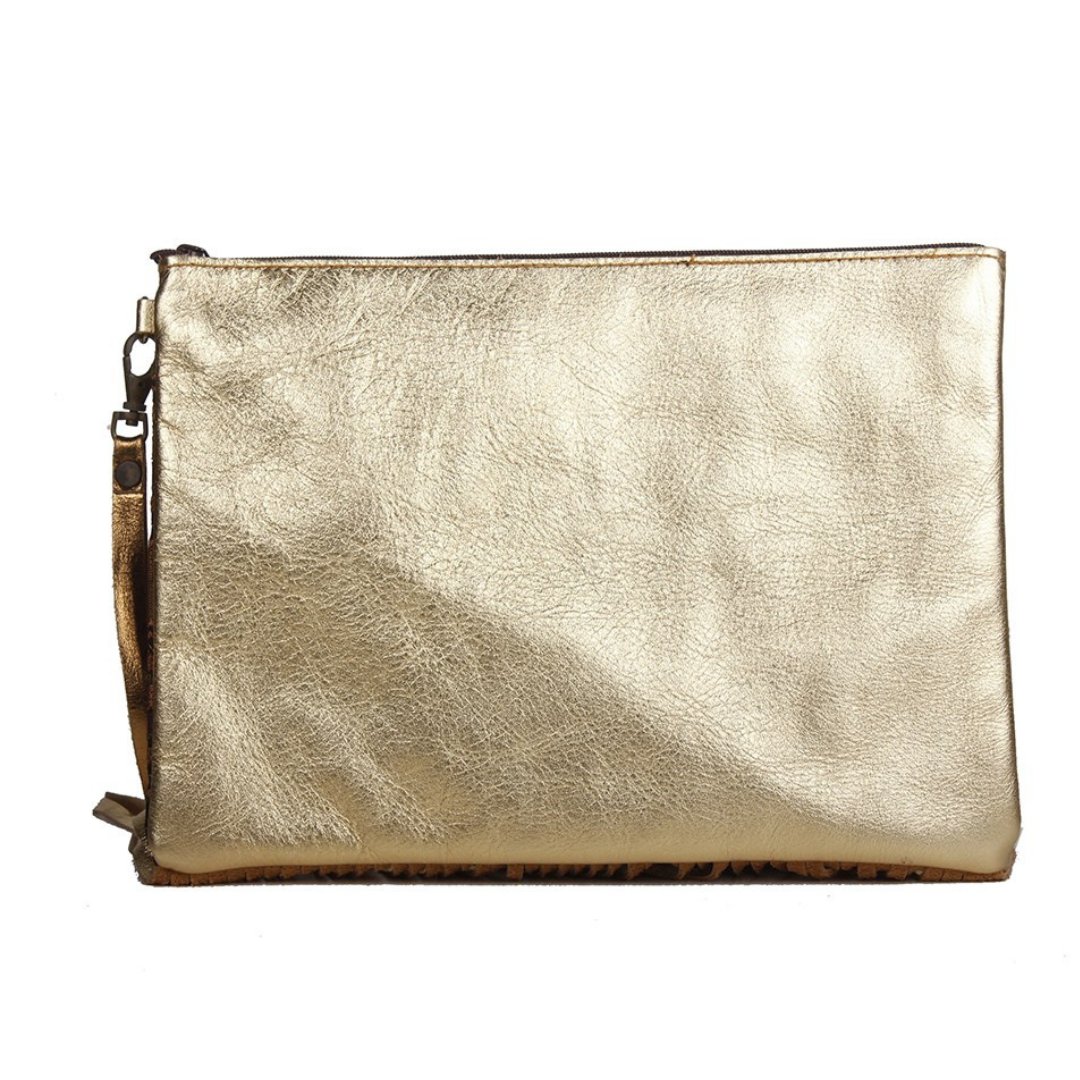 Metallic Leather & Embroidery Wristlet iPad | Tablet Bag - Thailand  DAME BOHEME