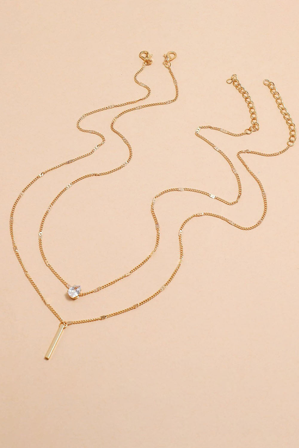 Gold Layered Rhinestone Pendant Necklace  DAME BOHEME