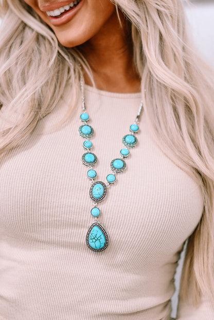 Turquoise Water Drop Accent Necklace  DAME BOHEME