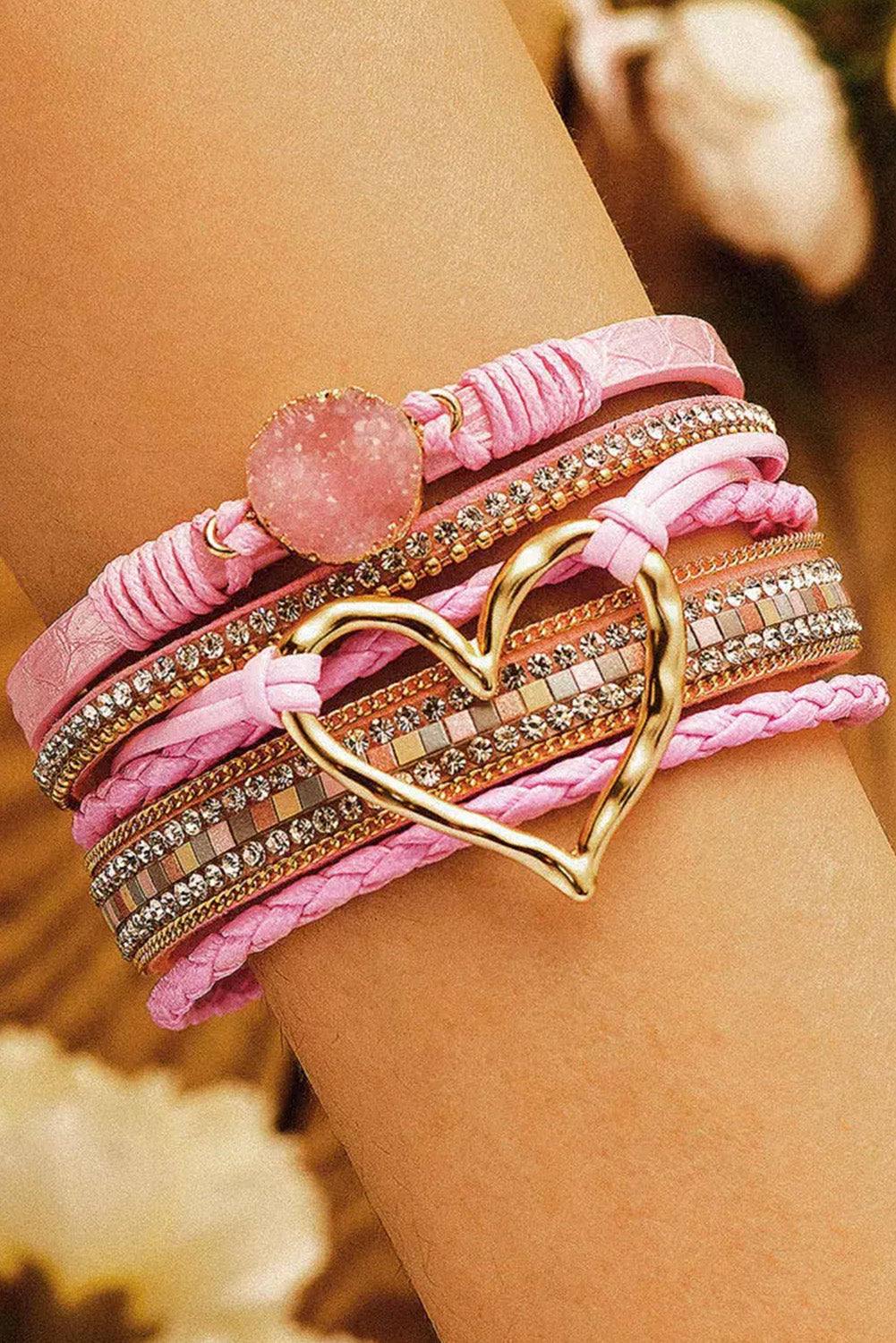 Bohemian Heart Rhinestone Magnetic Buckle Bracelet  DAME BOHEME