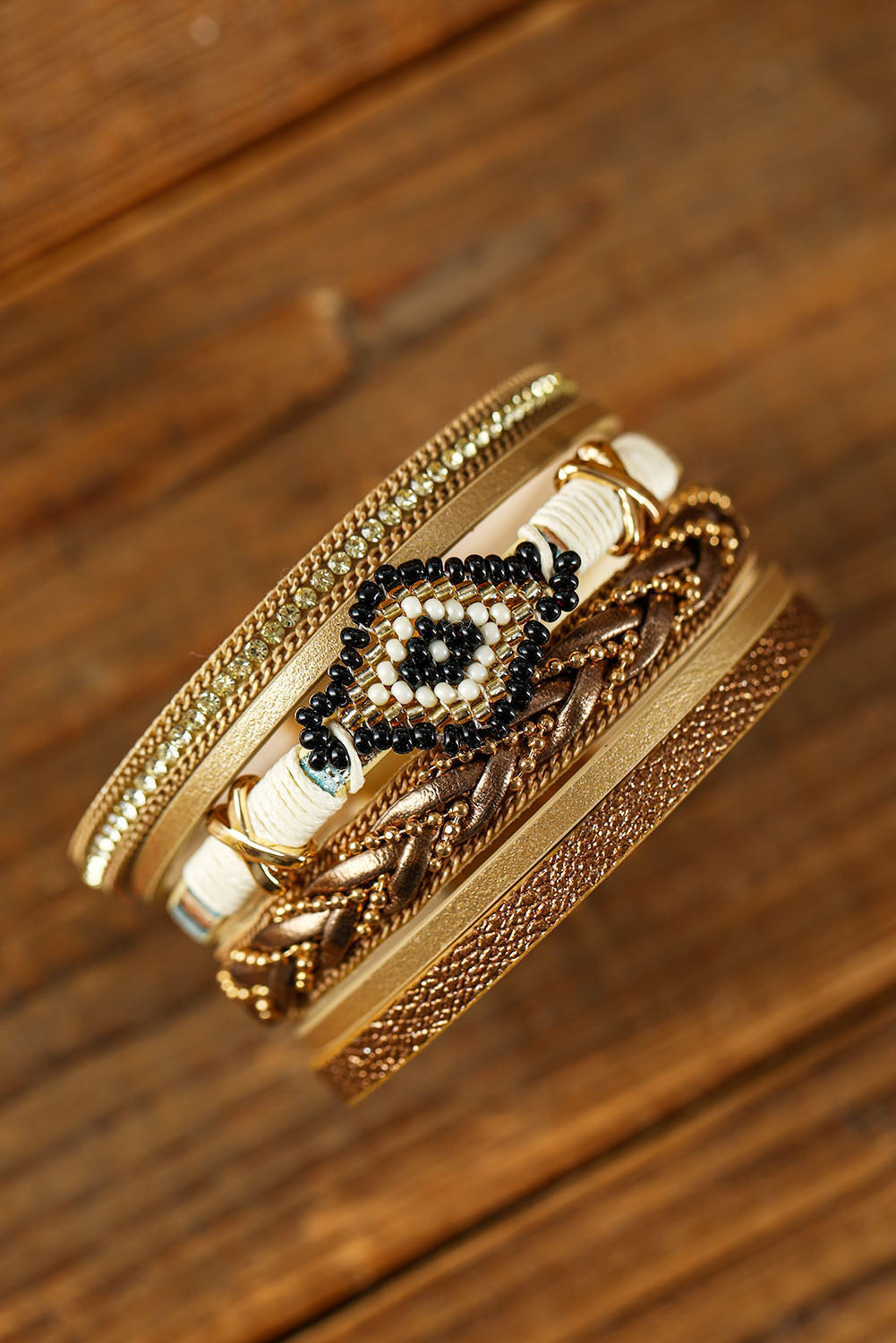 Multicolor Rhinestone Beaded Magnetic Buckle Bracelet  DAME BOHEME