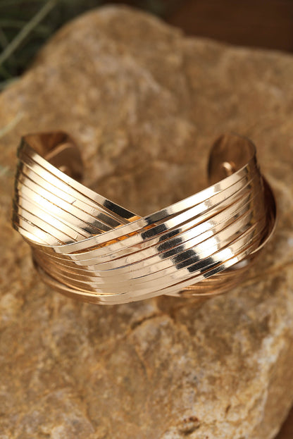 Gold Crossover Cuff Bracelet  DAME BOHEME