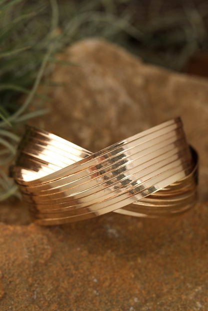 Gold Crossover Cuff Bracelet  DAME BOHEME