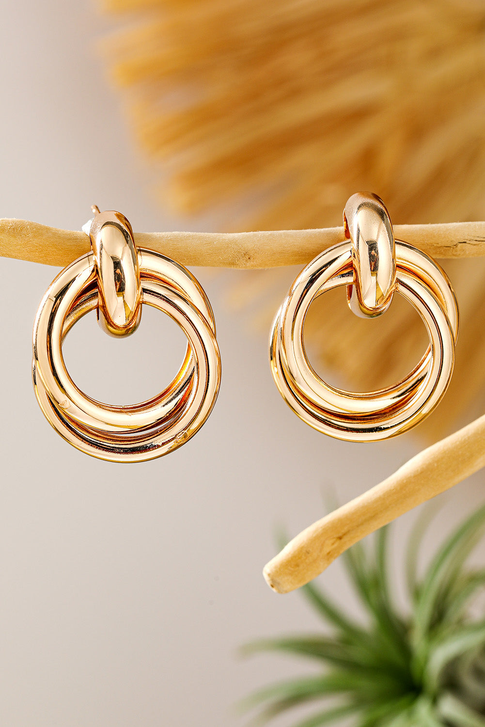 Gold Circles Stud Earrings  DAME BOHEME