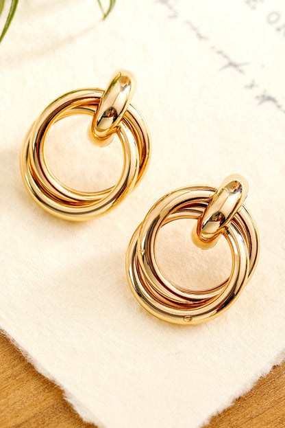 Gold Circles Stud Earrings  DAME BOHEME