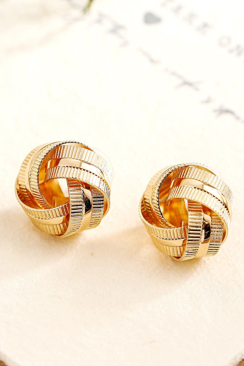 Gold Textured Knot Stud Earrings  DAME BOHEME