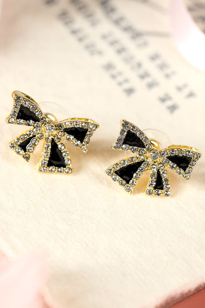 Black Rhinestone Bow Knot Stud Earrings  DAME BOHEME