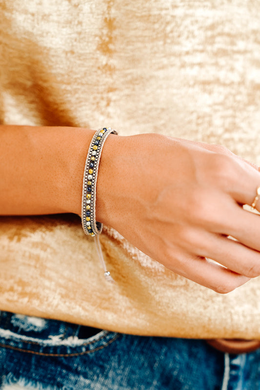 Adjustable Draw-cord Crystal Beading Bracelet  DAME BOHEME