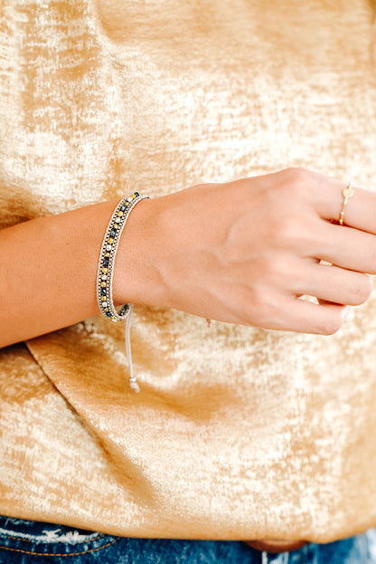Adjustable Draw-cord Crystal Beading Bracelet  DAME BOHEME
