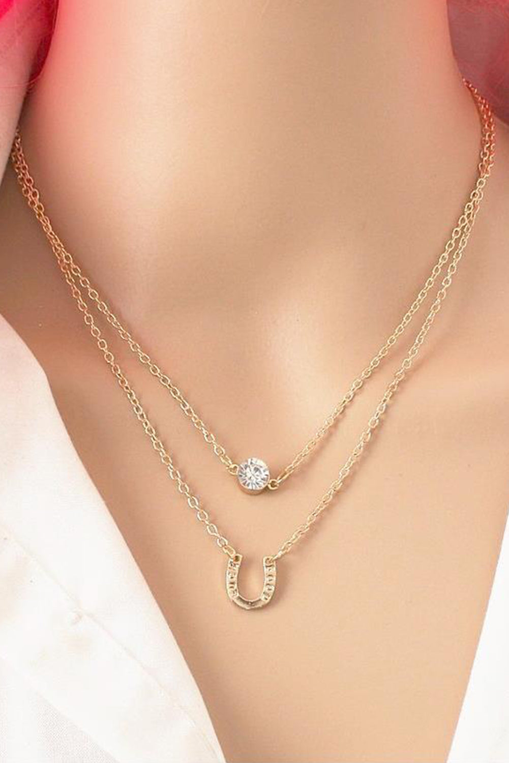 Gold Horseshoe Layered Chopped Necklace  DAME BOHEME