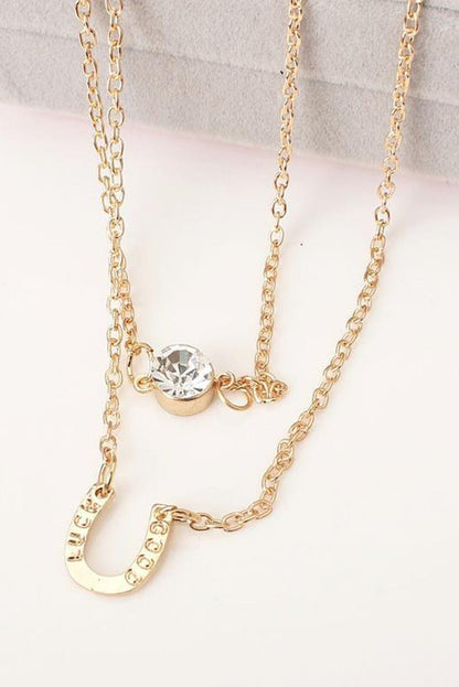 Gold Horseshoe Layered Chopped Necklace  DAME BOHEME