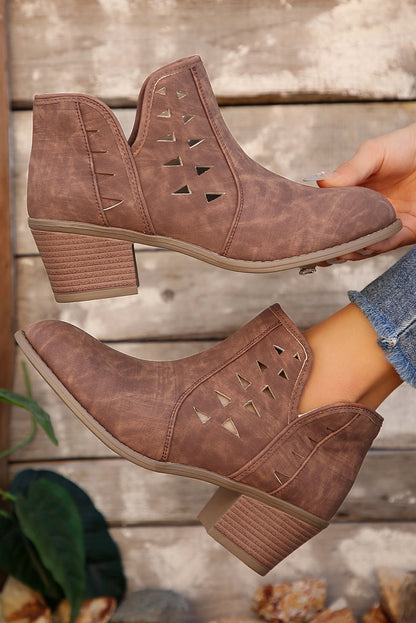 Quinn Cut Out Suede Ankle Boots  DAME BOHEME